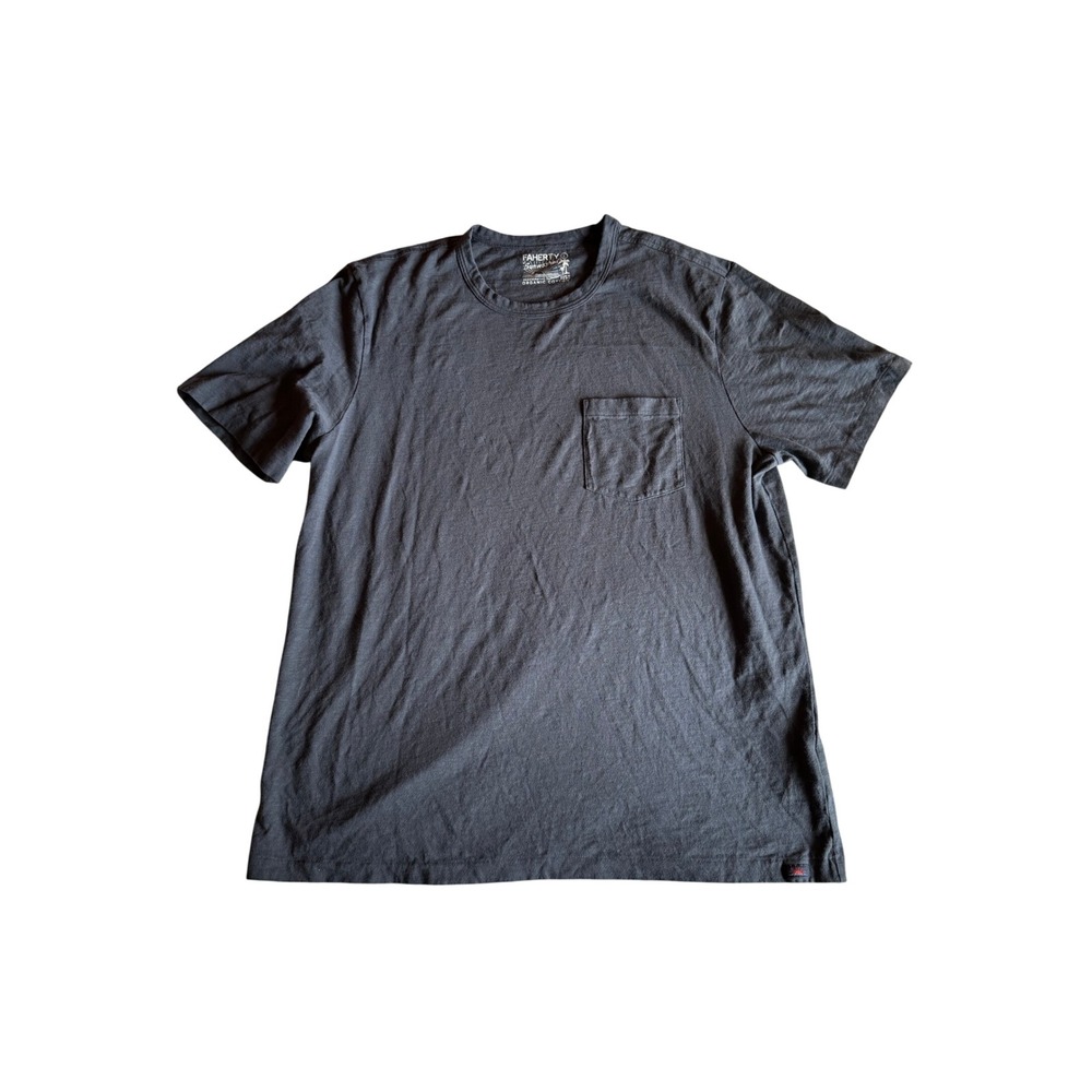 Faherty Sunwashed Pocket Tee Mens Large Charcoal Grey Organic Cotton T-Shirt